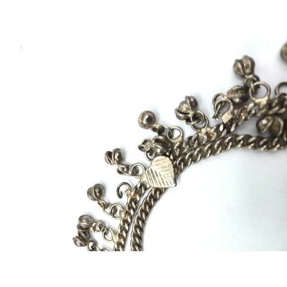 Vintage Silver-Tone Chain Belt with Hearts, Clubs & Dangling Bells 38" musical - Picture 6 of 6